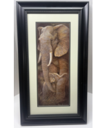 Ruane Manning Elephant Mother Baby Matted Frame Safari Africa 28”x 16” - $49.50