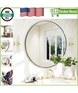 24-Inch Round Decorative Wall Mirror with Pre-Installed Hooks for Easy M... - $114.27 CAD