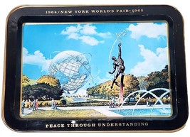1964-1965 New York World&#39;s Fair Unisphere Peace Through Understanding Tin Tray - £11.76 GBP