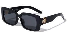 Kleo Protege - Wide Square Side Coin Lion Head Medallion Hip Hop Sunglasses (Bla - £9.36 GBP+