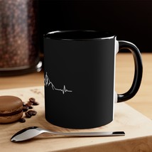 Heart Line Mountain Mug, 11oz, White Ceramic with Colored Handle and Int... - $16.48