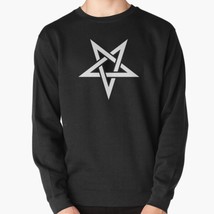  Reverse White Pentagram Satanic Men&#39;s Pullover Black Sweatshirt - £26.14 GBP