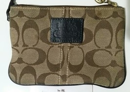 Authentic COACH Brown &amp; Tan Signature Jaquard Purse Wallet Wristlet - $32.66