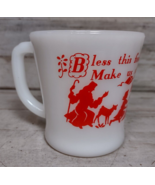 Vintage Fire King Bless This Food O Lord Prayer Children Milk Glass Coff... - £4.62 GBP