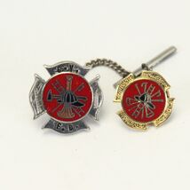 Vintage Fire Department FD Maltese Cross Enamel Tie Tac &amp; Lapel Pin Lot ... - $9.79