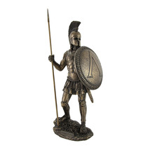 Bronzed Spartan Warrior with Spear and Hoplite Shield Statue - £70.06 GBP