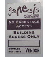 Genesis Original 1992 Bootleg Security PASS We Can&#39;t Dance Tour Tony Ban... - $12.77