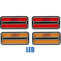 68-72 Chevy GMC Truck Front &amp; Rear Side LED Amber Red Marker Light w/ Chrome Set - £97.63 GBP