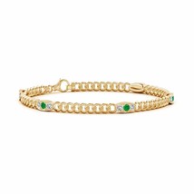 ANGARA Three Stone Emerald and Diamond Station Stackable Bracelet in 14K Gold - £1,403.67 GBP