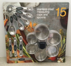 MIU Stainless Steel Measuring Cups and Spoons Set of 15 - £15.49 GBP