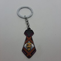 Keychain Necktie Skull Devil Dog Black Orange Keyring gift - $6.93