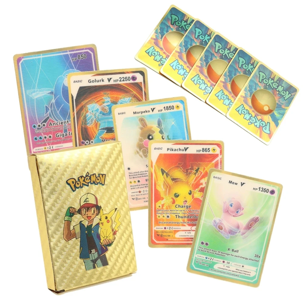 10-30Pcs Pokemon 3D Shining Rainbow Gold Silver Cards English Spain Vmax Gx - £7.03 GBP+