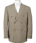 NEW $1495 Hickey Freeman Wool Linen Double Breasted Suit! 40 L Pinstripe... - £479.00 GBP