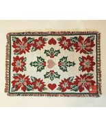 Hearth &amp; Home Poinsettia Holly Tapestry Place Mat 12 x 20&quot; Holiday Colle... - $8.91