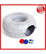 Stylish Scratch Resistant Cat Tunnel Bed with Toys - For Cats Up to 30 lbs - $78.20