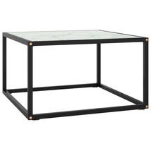 Coffee Table Black with White Marble Glass 60x60x35 cm - £35.32 GBP