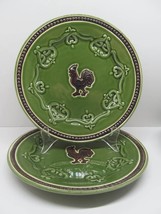 Cracker Barrel Elegant Rooster Green Set Of Two 9 1/4&quot; Salad Plates  EUC - £31.10 GBP