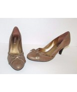 Antonio Melani Renatta 8 M brown tan heels pumps metal accents leather - £11.66 GBP