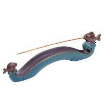 Cute Incense Holder Fish, Ceramic Incense Stick Holder Double Incense Burner, Fu - £16.76 GBP