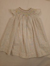 Vintage Girls Handmade Pastel Heart Polka Dot Smocked Bishop Dress - $27.72