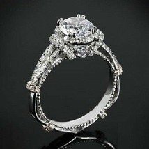 Vintage Engagement Ring 2.60Ct Round Cut Diamond Solid 14k White Gold in Size 8 - £211.45 GBP