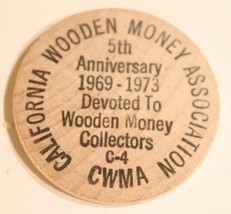 Vintage California Wooden Money Association Wooden Nickel 1973 - £3.88 GBP