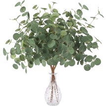 6 Pcs Artificial Eucalyptus Leaves Stems 25In Tall With 80 Leaves Fake Silver Do - £25.06 GBP