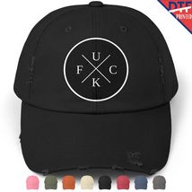 FCK Funny Logo Cap Hat Humor Sarcasm Classic Distressed Cap DTF Print Logo - $24.99