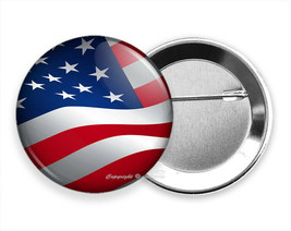 Usa United States Waving American Flag Patriotic Hd Pin Pinback Button Gift Idea - £9.59 GBP+