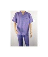 Men 2pc Walking Leisure Suit Short Sleeves By DREAMS 256-29 Solid Lavender - €85,48 EUR