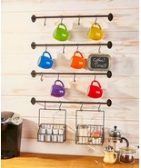 Coffee Mug Rack K-Cup Basket Holder Organizer Hooks Wall Mounted Kitchen... - $552.33 MXN