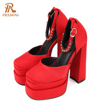 New Ladies Sandals Summer Shoes Sexy Thick High Heels Thick Platform Buckle Crys - £93.80 GBP