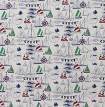 Waverly Topsail Nautical Blue Sailboat Diagram Multipurpose Fabric By Yard 54&quot;W - £10.82 GBP