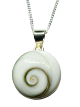 Shiva&#39;s Eye Necklace Pendant Shell Gomati Protection 925 Sterling Silver Boxed - £34.48 GBP