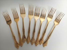 Estia Golden Cascade Gold Plated Electroplate Korea Forks Lot of 8pcs - £31.81 GBP