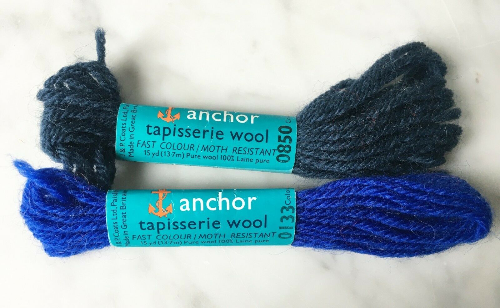 Anchor Tapisserie Wool Persian Crewel Tapestry Yarn - 2 Skeins Blue #133 #850 - $2.61
