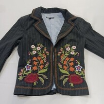 Yank American BAU1184 Youth Gray Orange -Pinstripe Embroidered Blazer Size 7/8 image 12