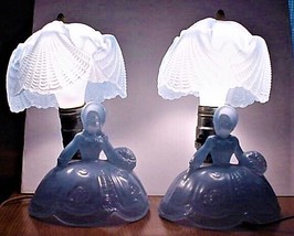 Southern Belle Satin Glass Blue Bedroom Boudoir Lamps - £148.84 GBP