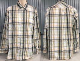 Tommy Hilfiger Mens Plaid Stripe Long Sleeve Large 2 Ply Cotton Shirt - $13.29