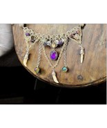 Handmade Chainmail Necklace with Purple Clear Crystal Beads Yellow Purpl... - $44.44