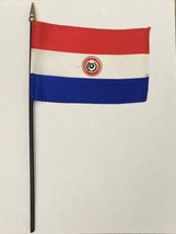 New Paraguay Mini Desk Flag - Black Wood Stick Gold Top 4” X 6” - $5.00