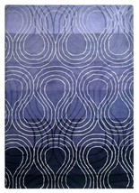 Hand-Tufted Purple Curved Lines Designer Geometric Wool Living Room Handloom Rug - £428.17 GBP+