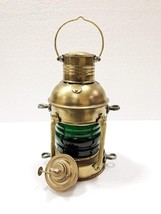 Nautical Antique 10&quot; Ship Lamp Boat Green Oil Lantern Maritime Collectib... - £44.41 GBP