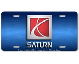 Saturn Car Logo Inspired Art on Blue FLAT Aluminum Novelty License Tag P... - $17.99