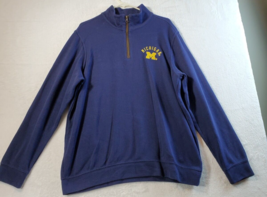 Champion Michigan Sweater Mens XL Navy Knitted Cotton Long Raglan Sleeve 1/4 Zip - £12.98 GBP