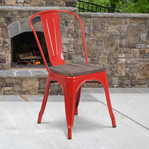 Red Metal Stack Chair CH-31230-RED-WD-GG - £68.69 GBP