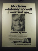1971 Macleans Toothpaste Advertisement - Macleans whitened so well it worried me - £14.81 GBP