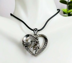 Ebros Fairy Cupid Heart Medallion Necklace Accessory Jewelry With Rhines... - $16.99