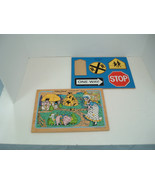 Wood vintage puzzles pieces  fisher price little bo peep connor toy traffic - $19.75