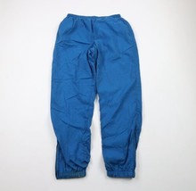 Vtg 90s Reebok Mens Large Distressed Spell Out Lined Nylon Joggers Pants Blue - £39.52 GBP